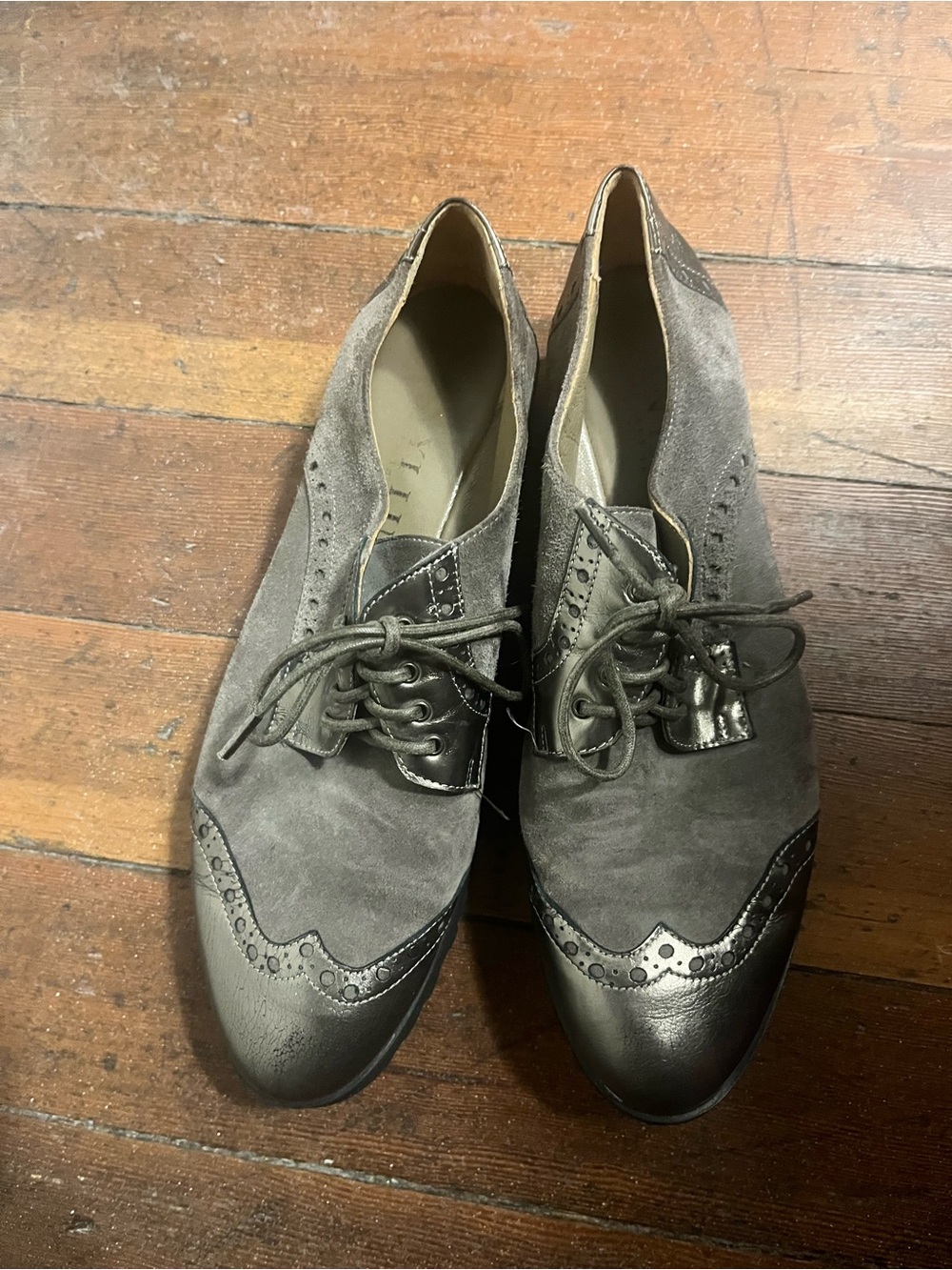Anyi Lu metallic and suede oxfords 39